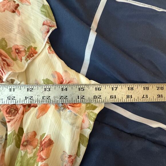 Blush Pink Floral Ruffle Dress – Flowy Sleeveless Boho Sundress Size M - Picture 6 of 6